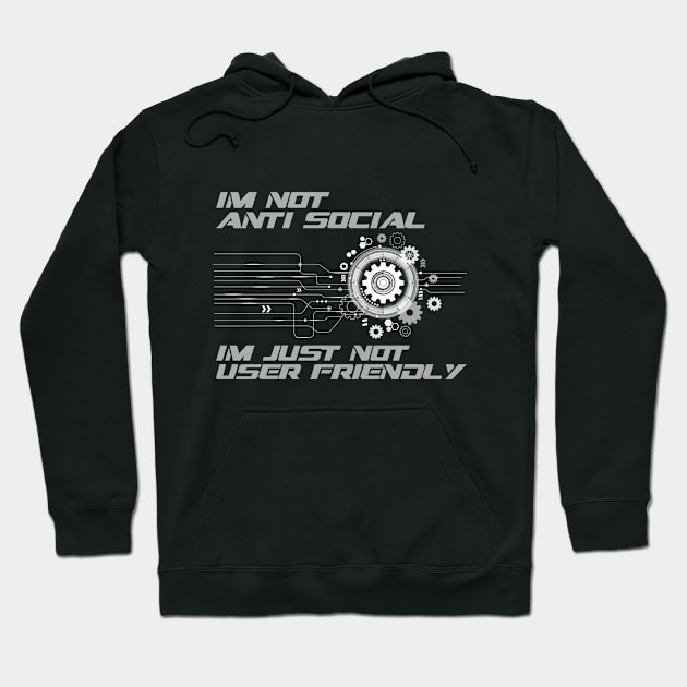 Anti Social User Coding Cogwheel Computing Programmer Hoodie by Mellowdellow